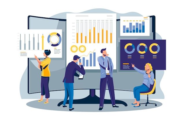 Free Vector _ People analyzing growth charts